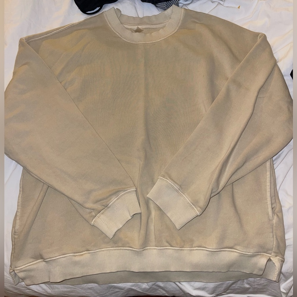 free people movement “all star solid pullover” crewneck color sesame